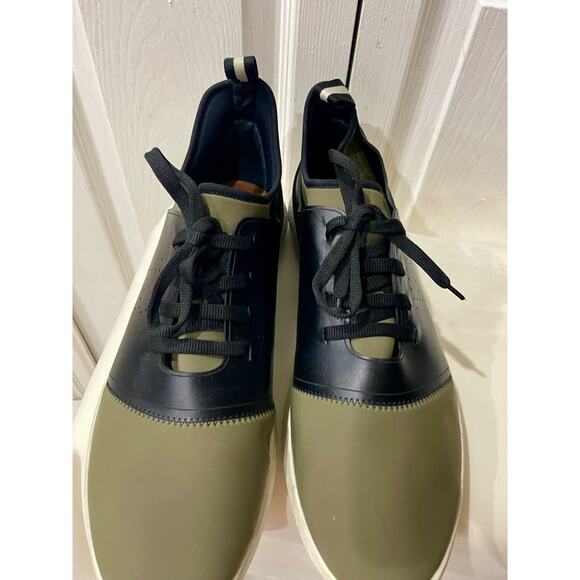 BALLY SNEAKERS MILITARY GREEN NEOPRENE BLACK LEATHER SZ 13 MADE IN ITALY - Picture 14 of 16